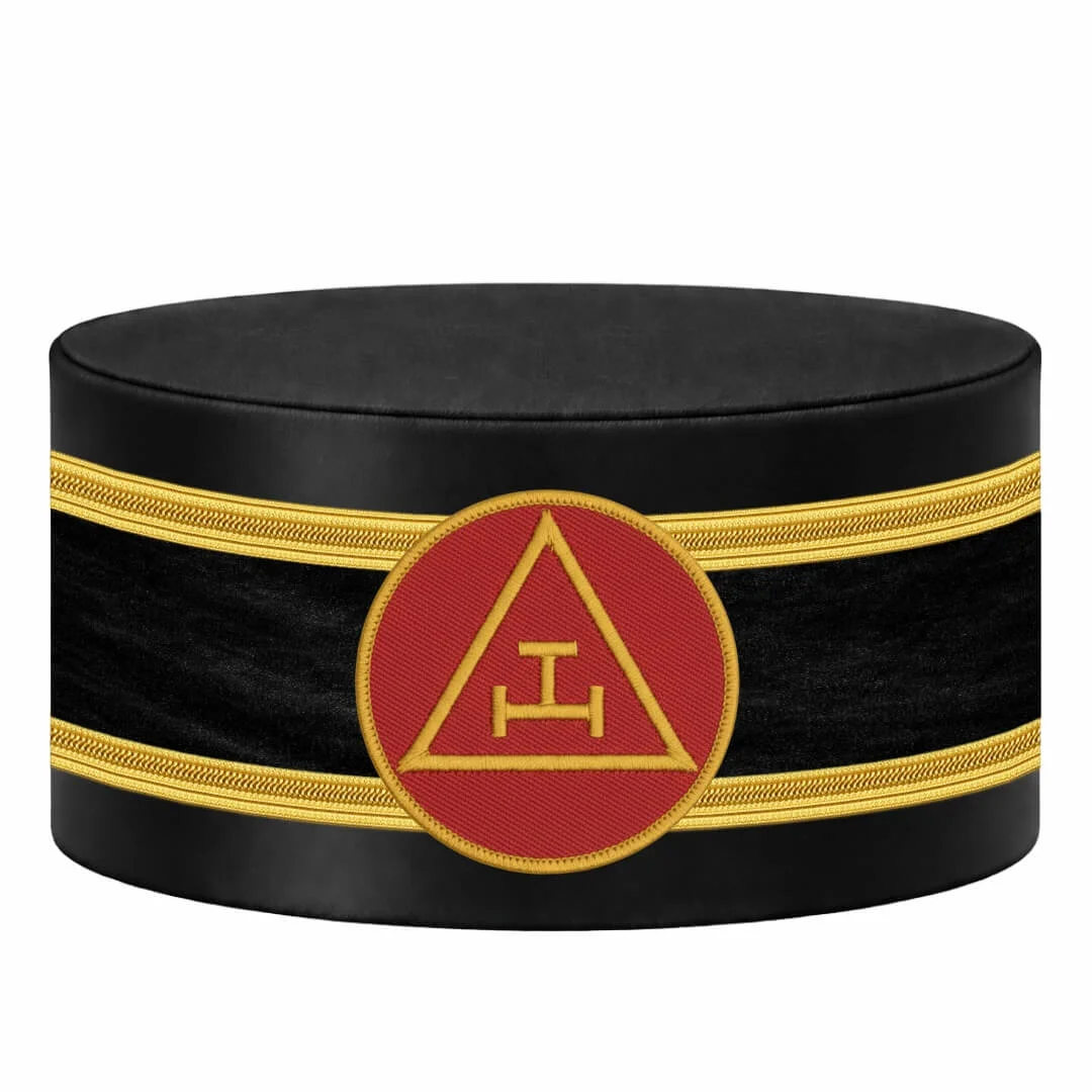 Royal Arch Chapter Crown Cap - Red Triple Tau With Gold Braids