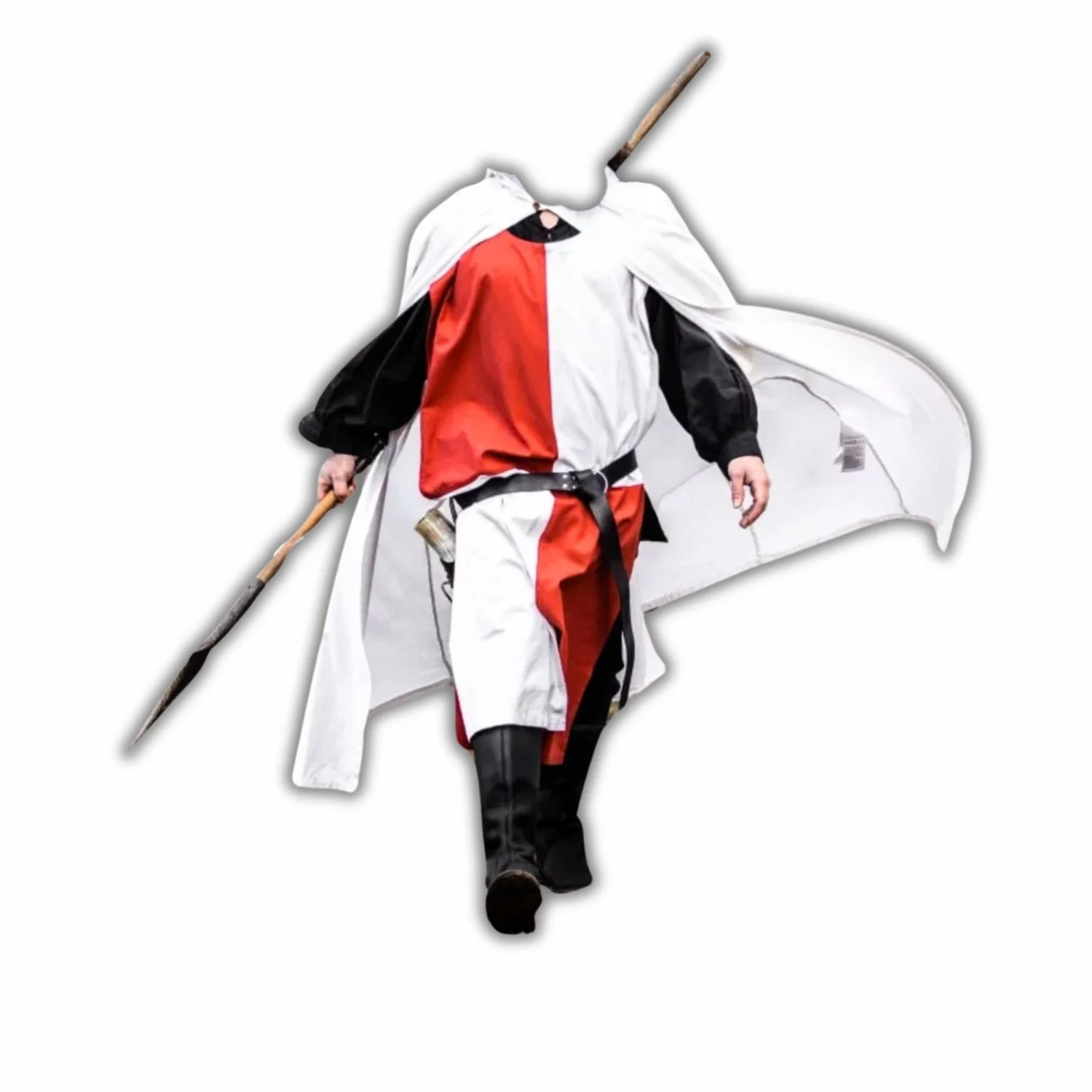 Knight Templar White Cape with Red Cross – Authentic Crusader Cloak