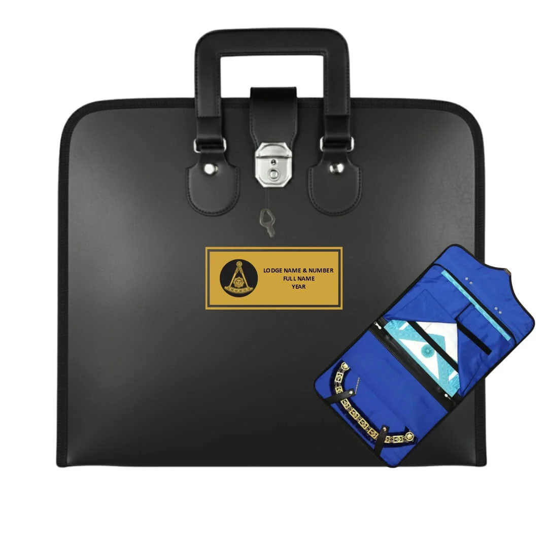 Past Master Blue Lodge California Regulation Apron Case - Metal Plate