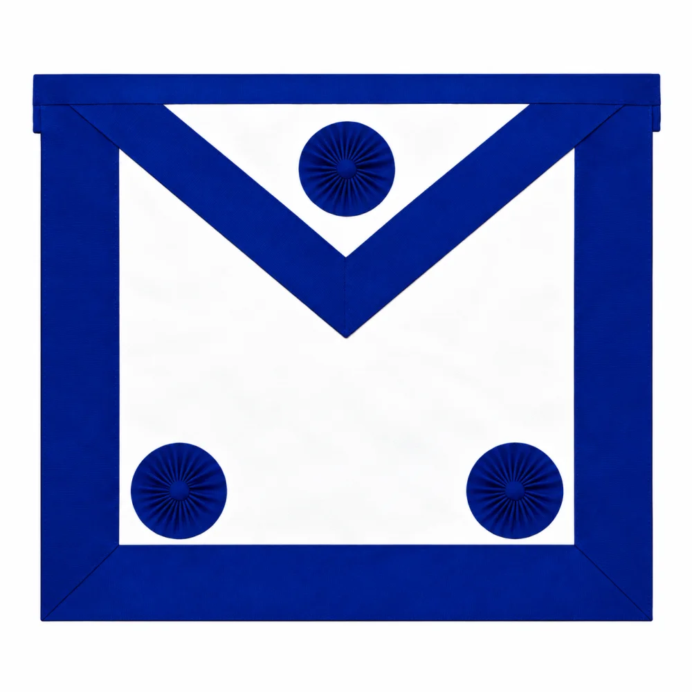 Master Mason Blue Lodge Apron - Royal Blue with Three Rosettes