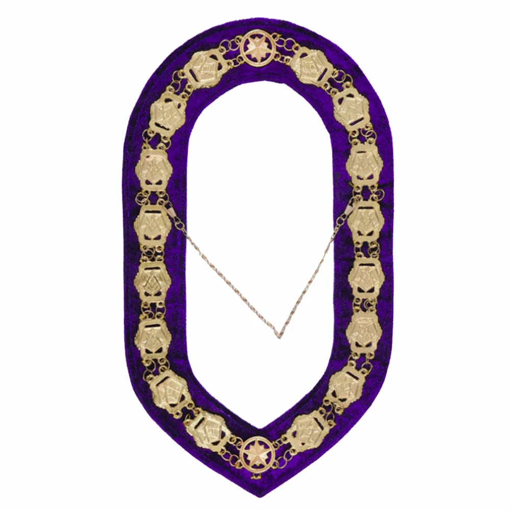 Worthy Patron OES Chain Collar – Gold Tone on Blue Velvet