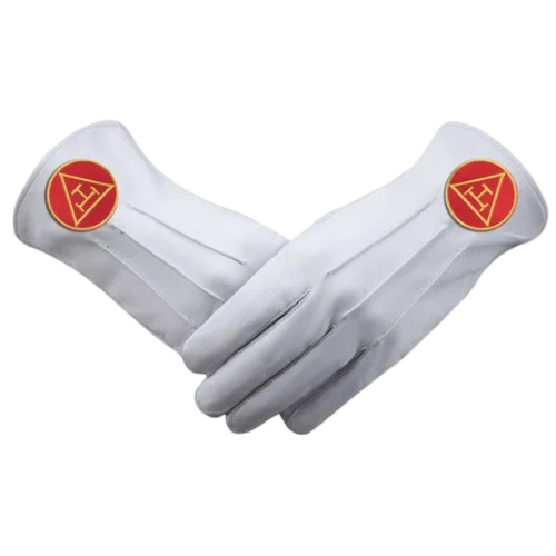 Royal Arch Chapter Gloves - Leather with Gold & Red Patch