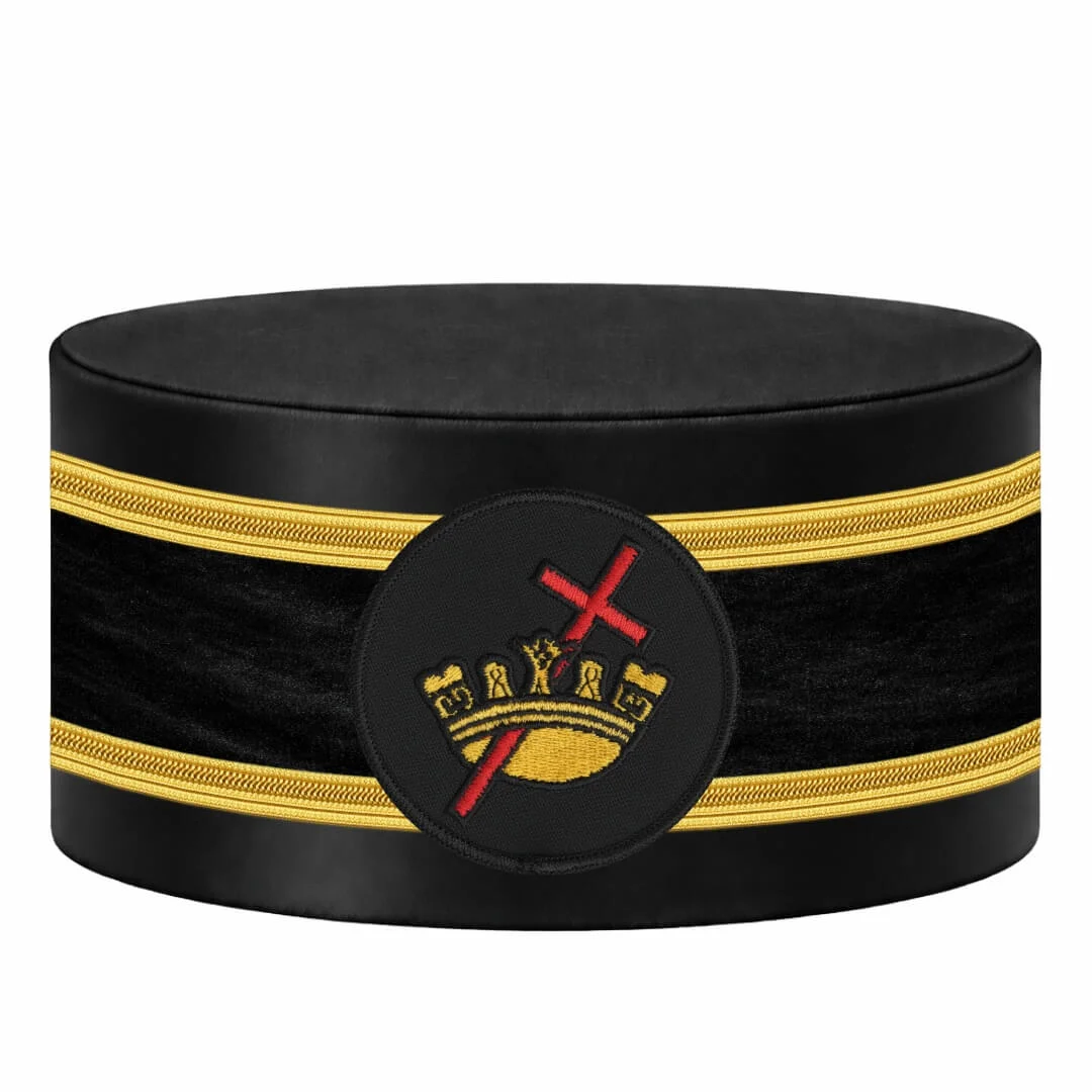 Knights Templar Commandery Crown Cap - Black with Double Braid