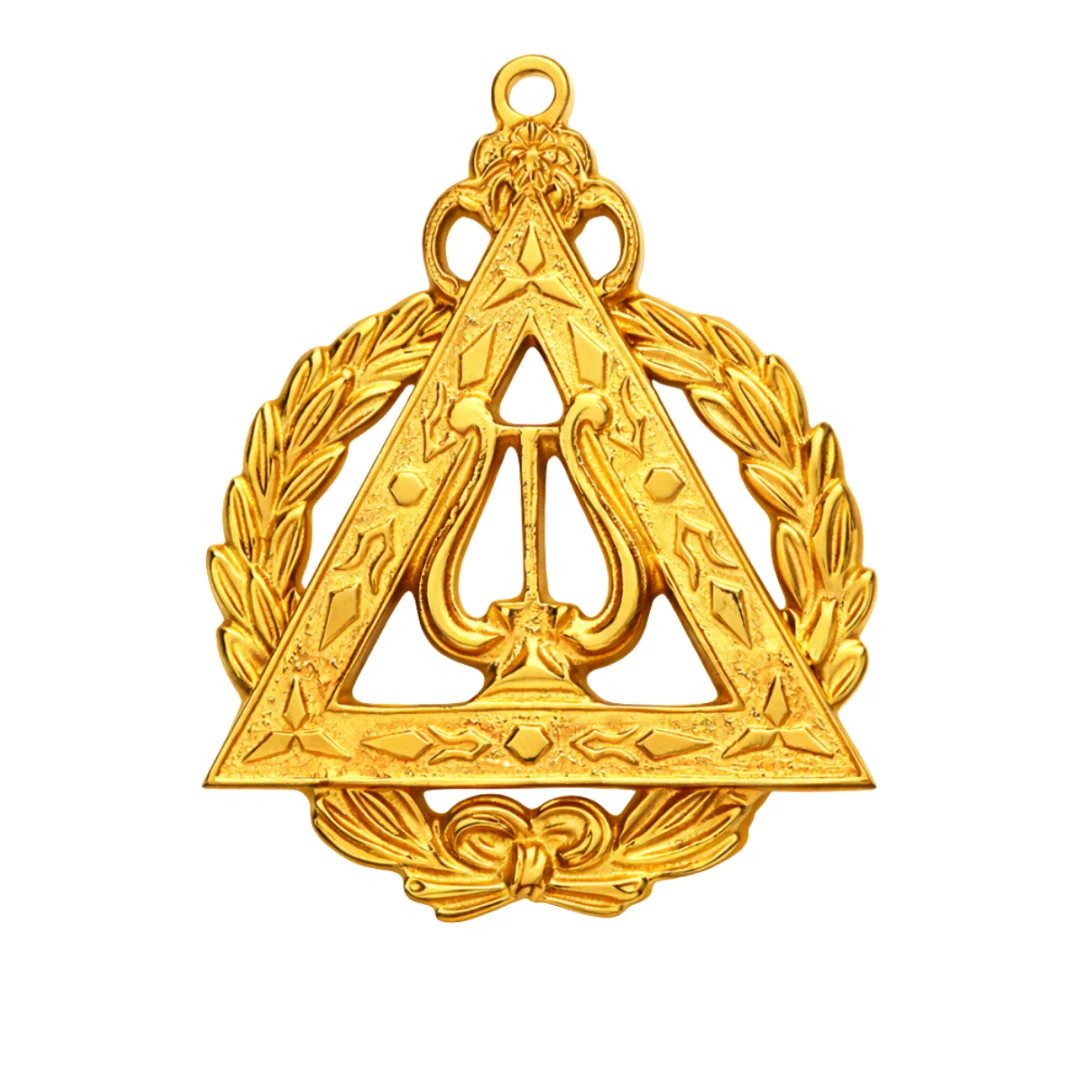 Grand Musician Royal Arch Chapter Officer Collar Jewel - Gold Metal