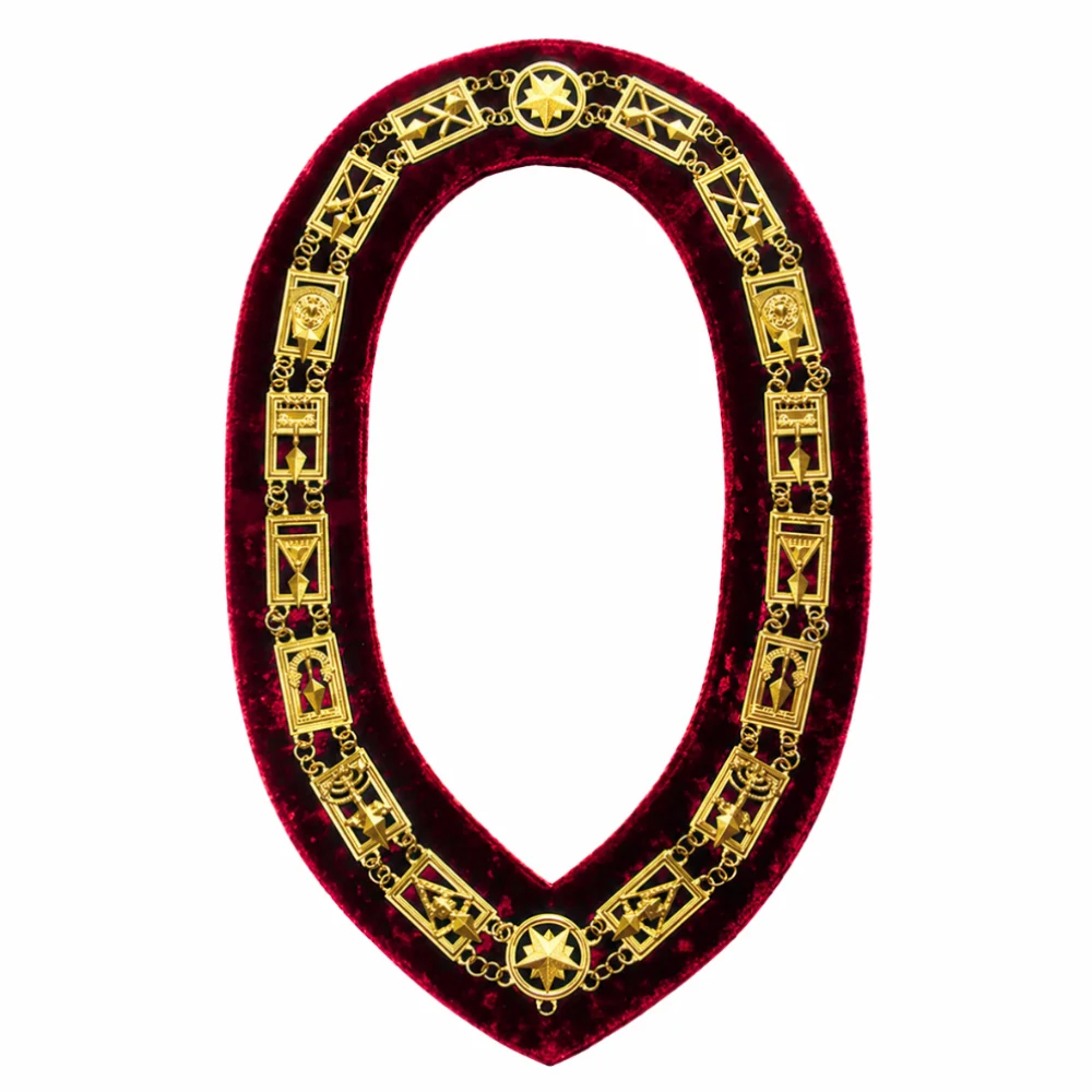 Council Chain Collar - Gold Plated on Red Velvet Premium Quality