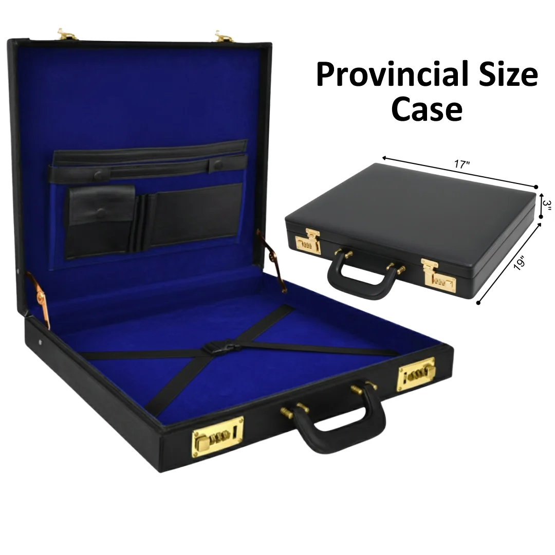Masonic Provincial Size Apron Hard Case Briefcase Secure Double Lock with Blue Velvet Interior