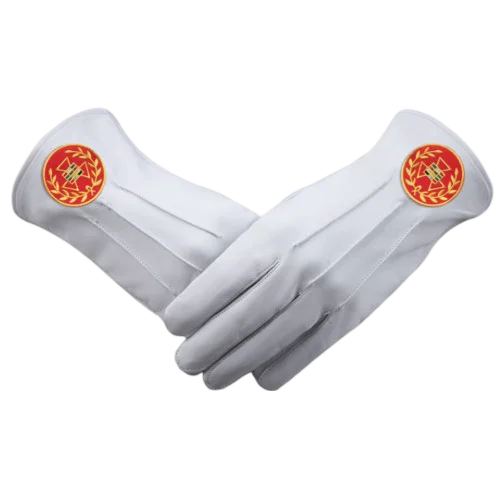 Past Grand High Priest Royal Arch Chapter Gloves - Red Patch & Wreath