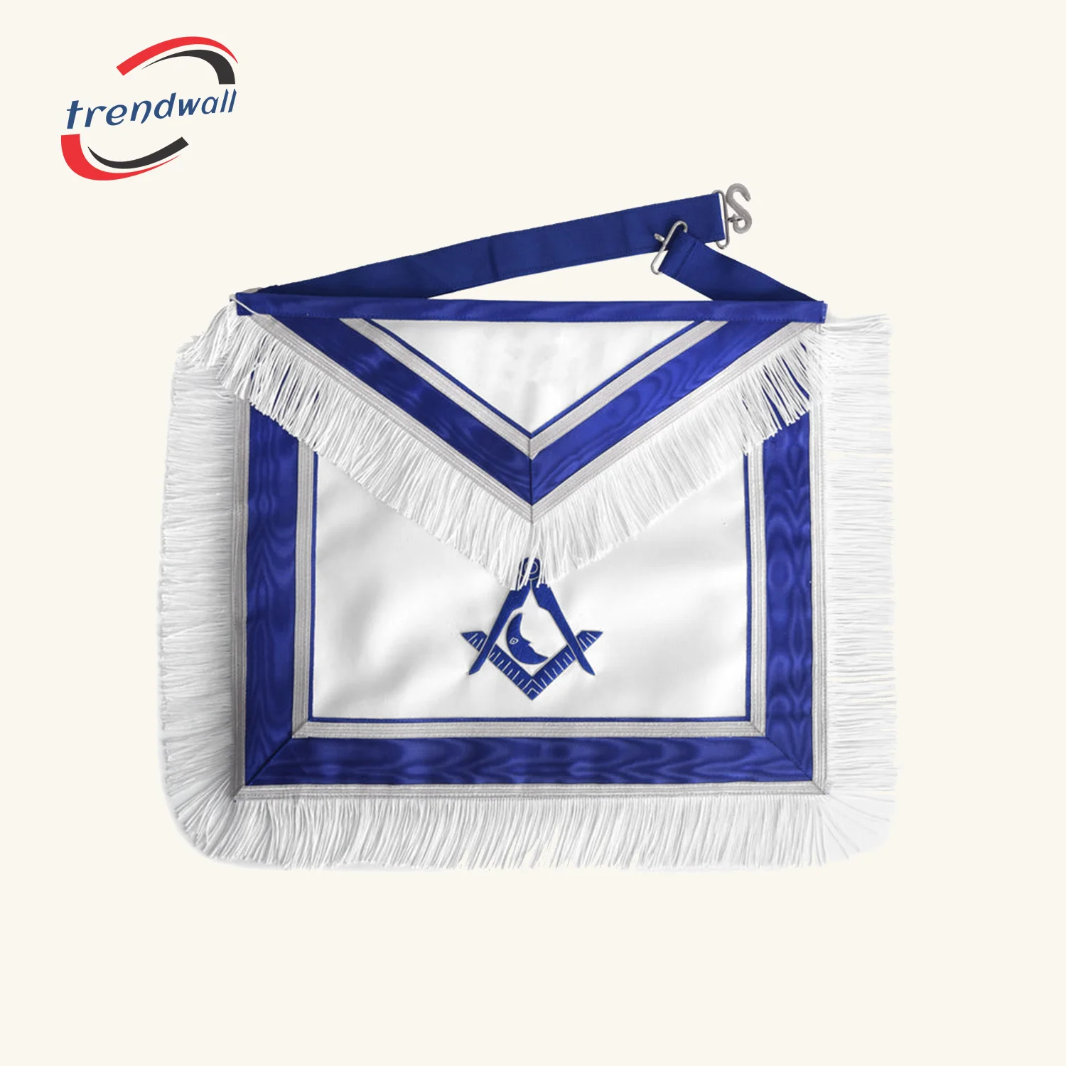 Junior Deacon Blue Lodge Officer Apron - Royal Blue With White Fringe