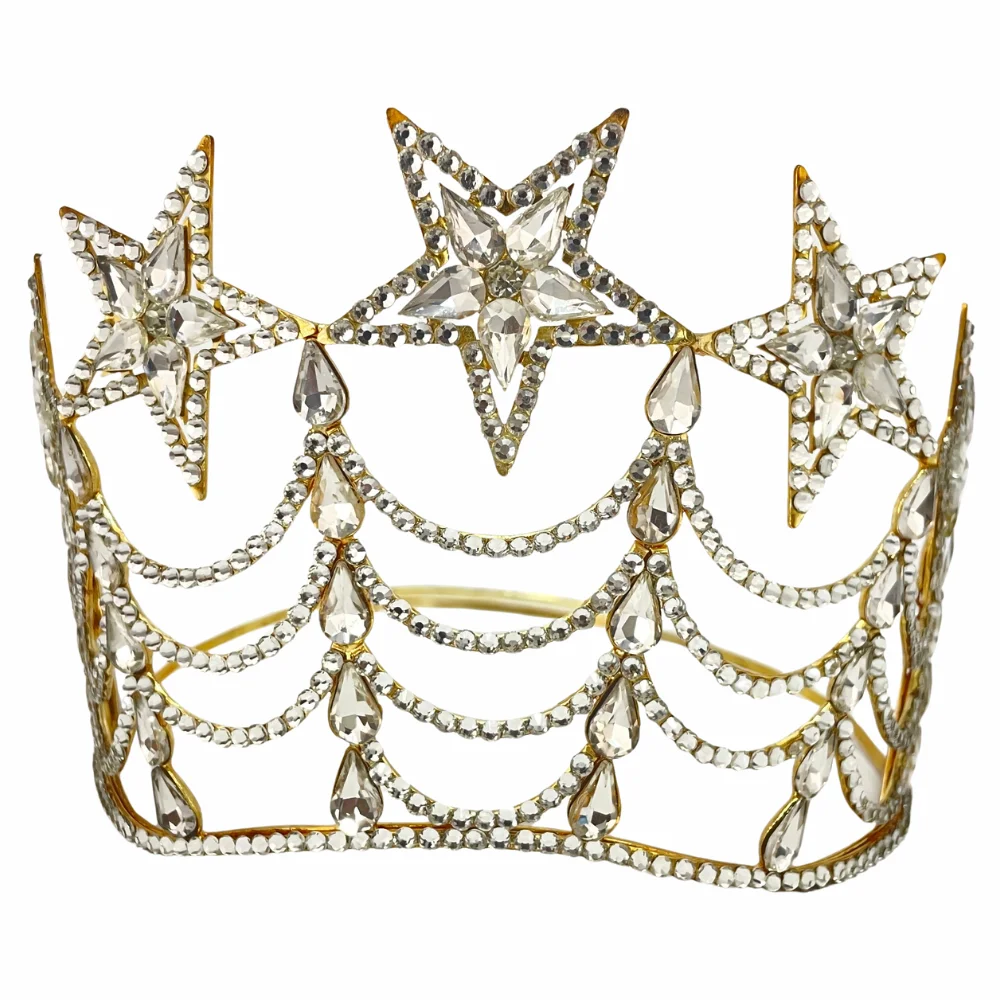 Masonic OES Grand Worthy Matron Tall Crown - Silver 5-Star Gold Tone