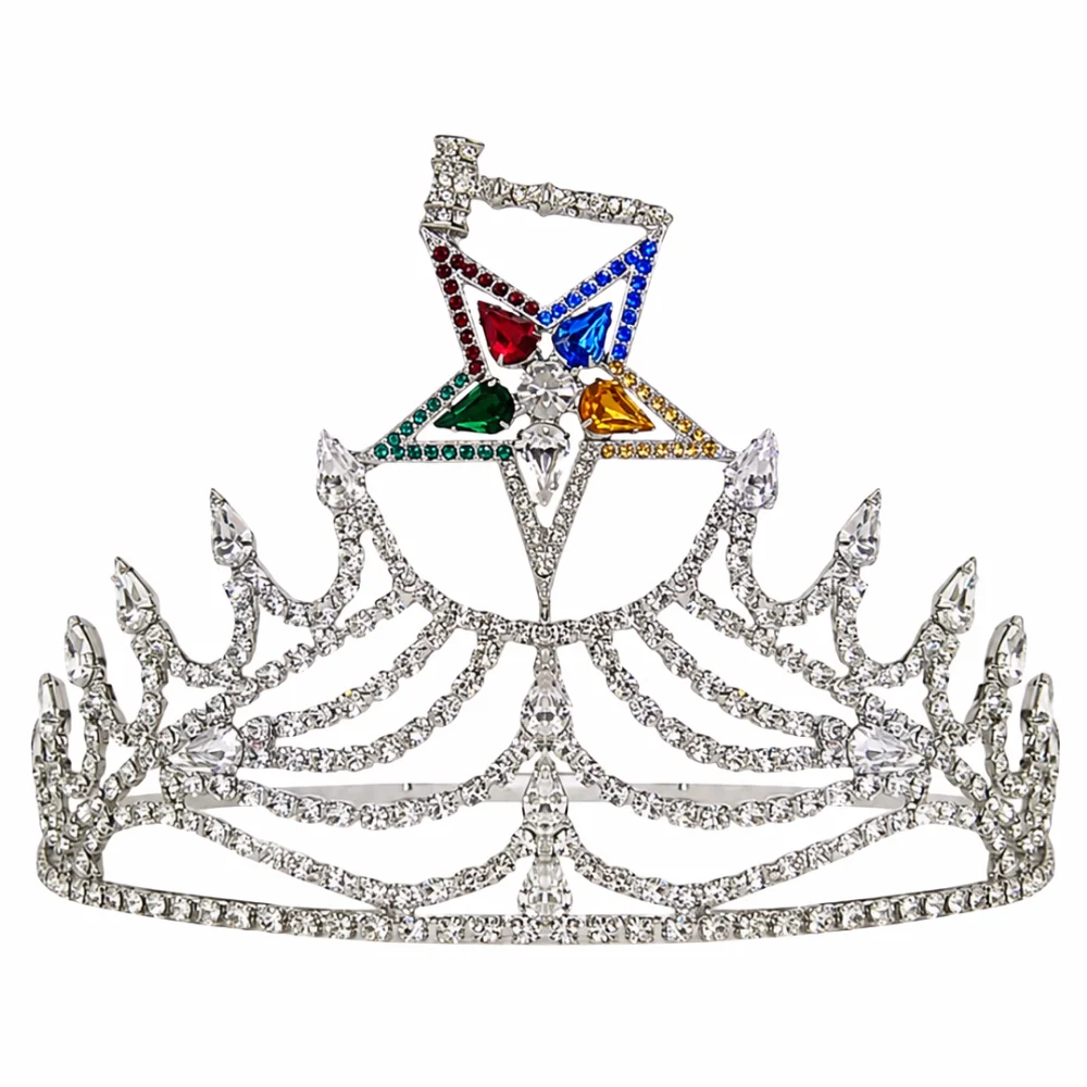 OES Crown, Order Of Eastern Star with Gavel Silver tone + Crown Case