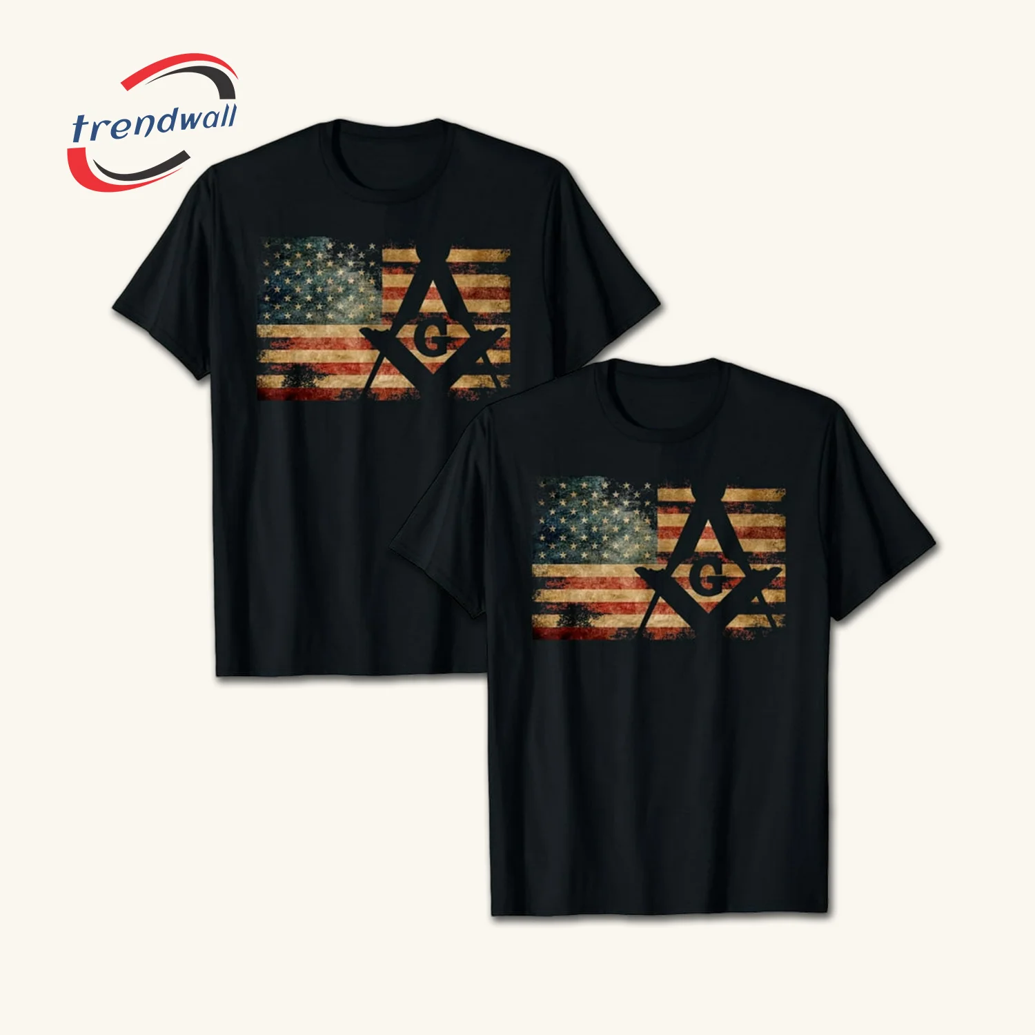 Masonic T-Shirt – Vintage US Mason Flag Square & Compass G Design with Custom Details