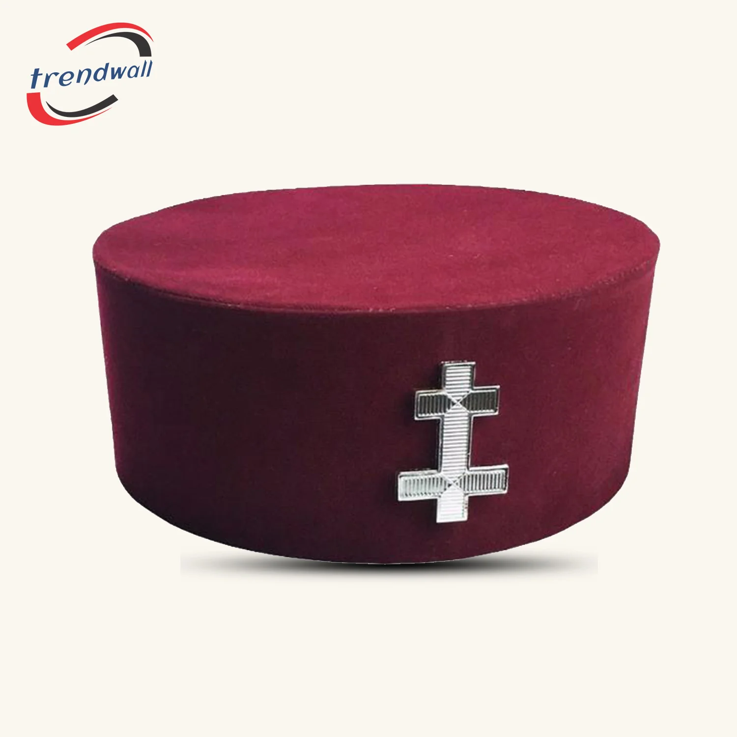 Preceptor Knights Templar English Crown Cap - Maroon Velvet