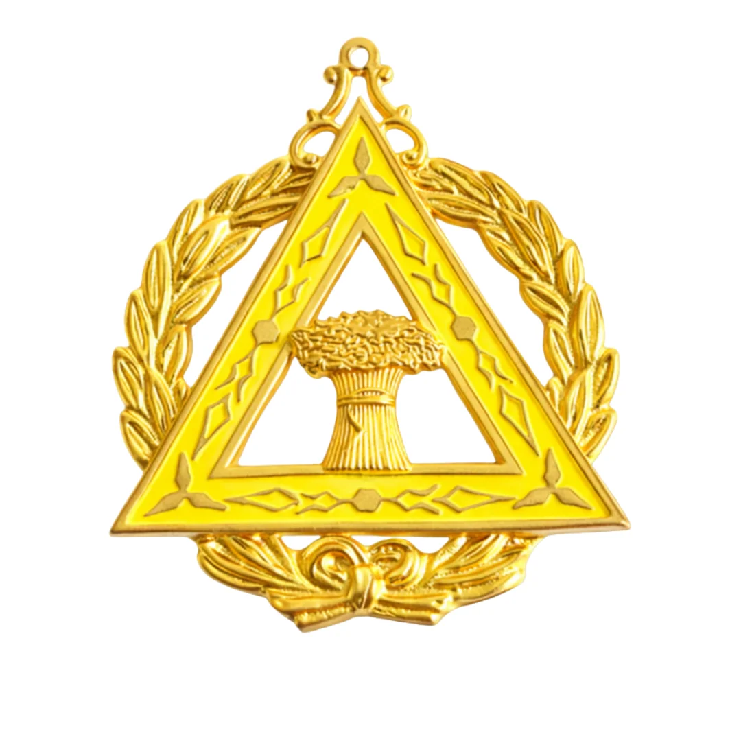 Grand Worthy Ruth OES Officer Collar Jewel - Gold Plated With Yellow
