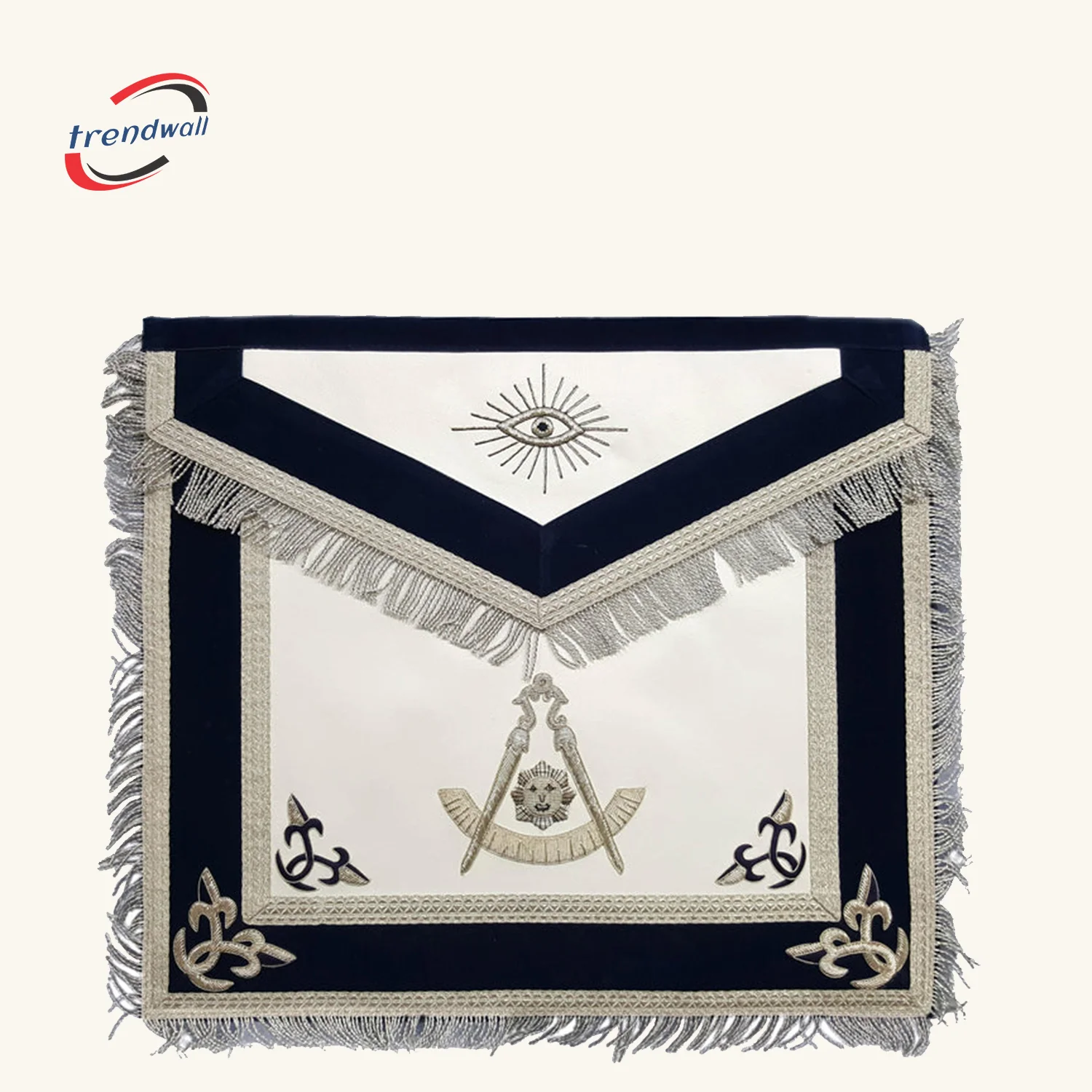 Past Master Blue Lodge Apron - Silver Bullion Hand Embroidery