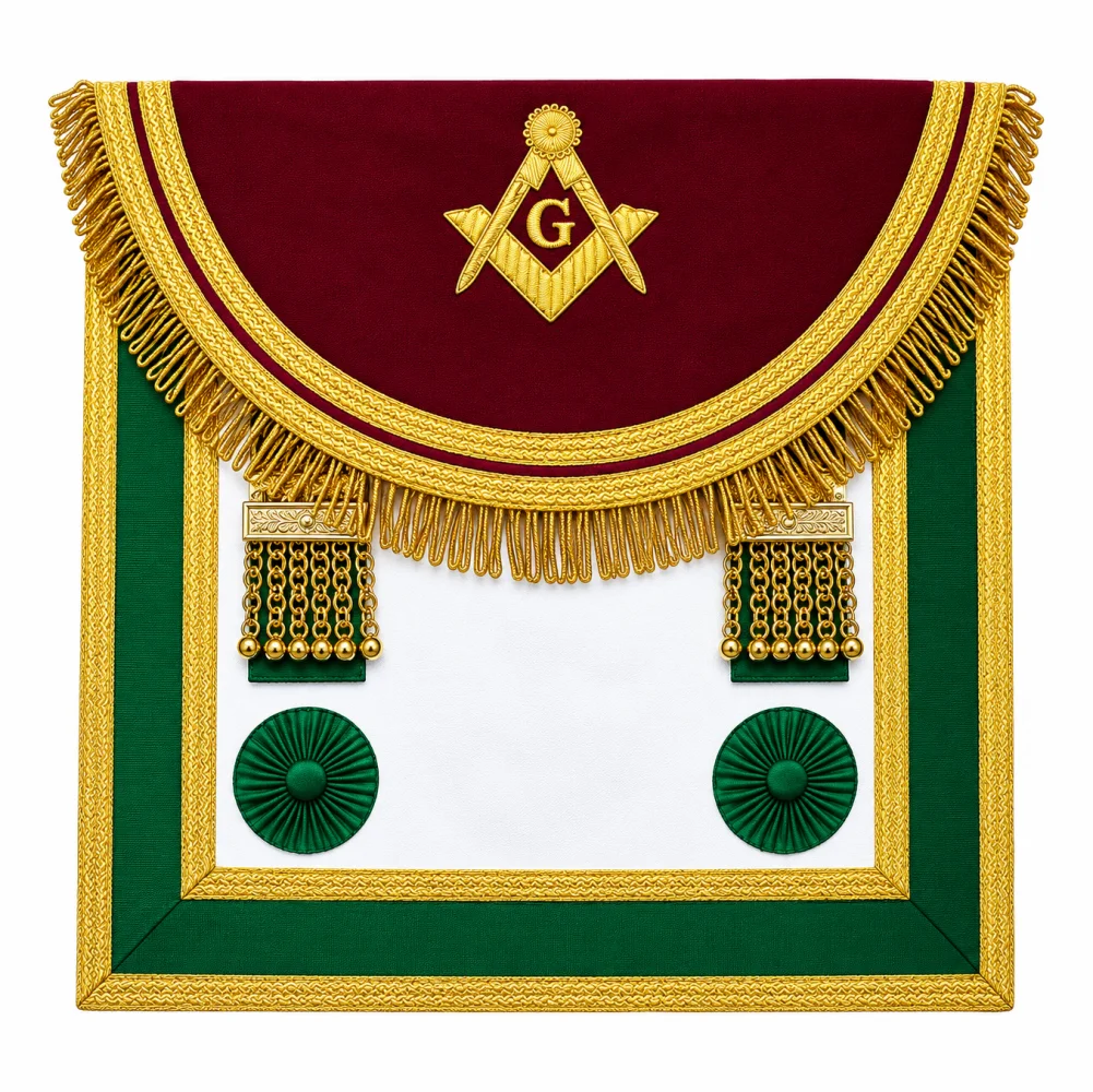 Master Mason Craft Scottish Regulation Apron - Green & Brown