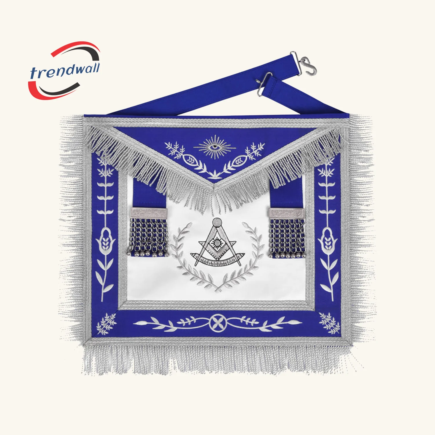Past Master Blue Lodge California Regulation Apron + Wreath & Fringe
