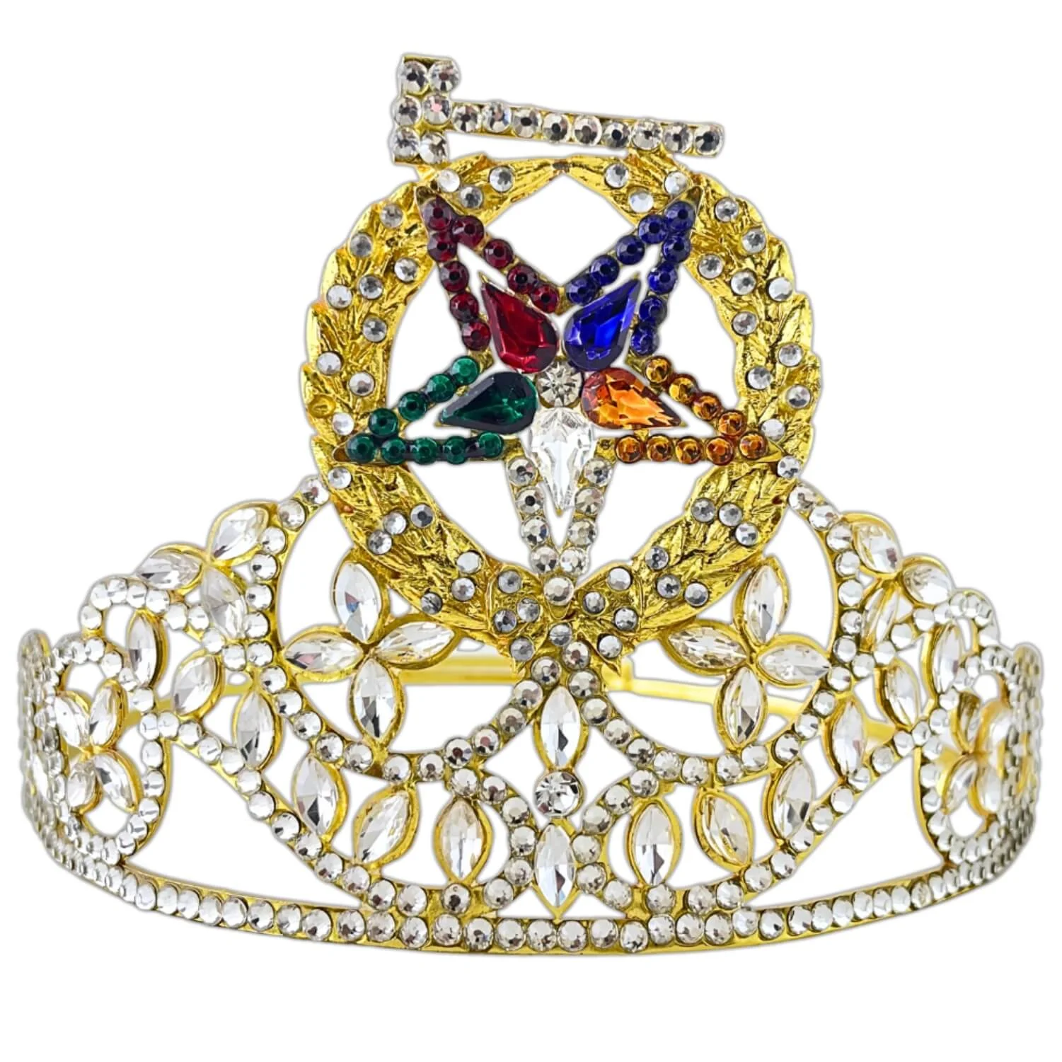 OES Grand Worthy Matron Crown – Gold Tone Most Favorited Crown with Rhinestones
