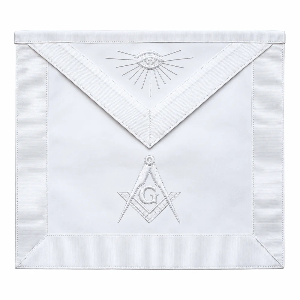 Master Mason Blue Lodge Apron - All White Classic Masonic Regalia