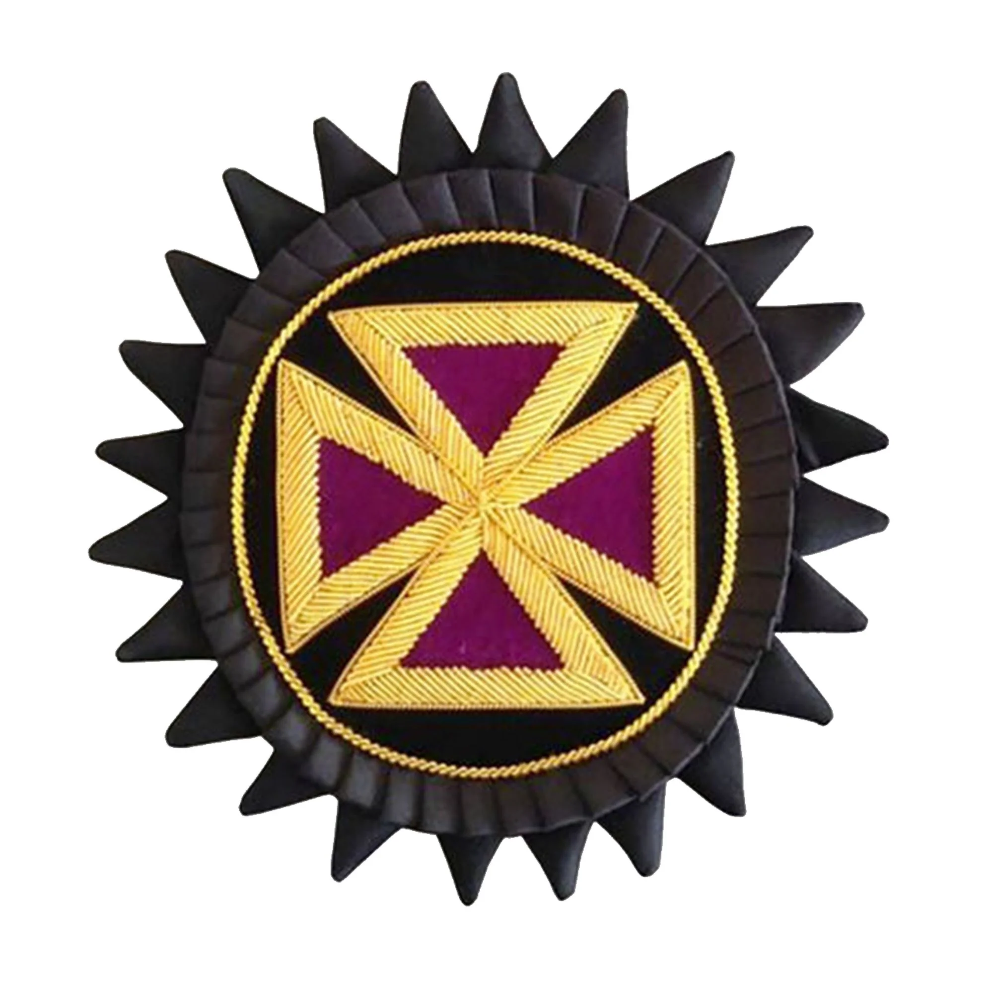 Past Grand Master Knights Templar Chapeau Rosette - Purple Embroidery