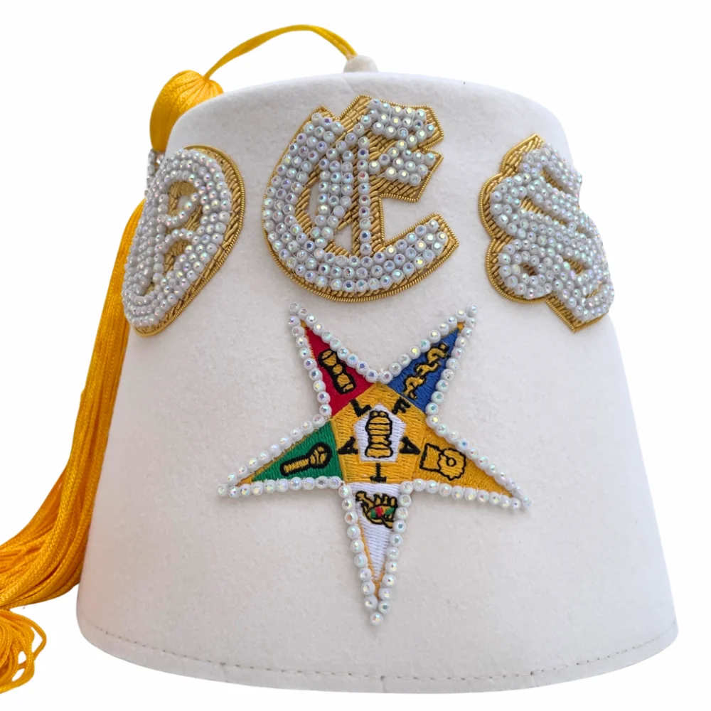 Pure White OES Fez Hat with Rare-Style