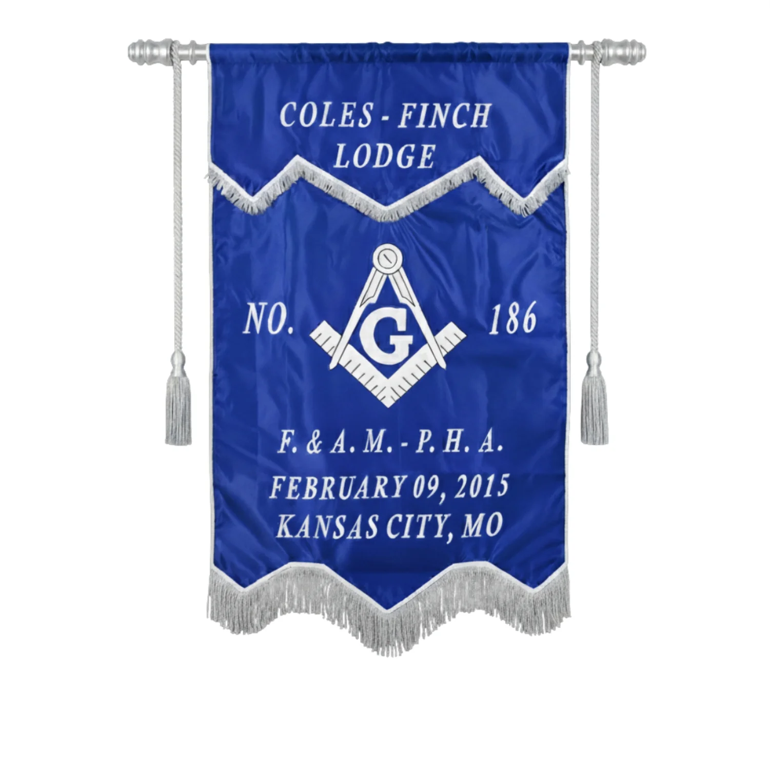 Master Mason Blue Lodge Banner – Printed with Silver Braid & Fringe