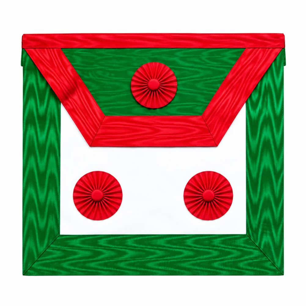 Knights of St. Andrew Scottish Rite Apron - White, Green & Red Moire