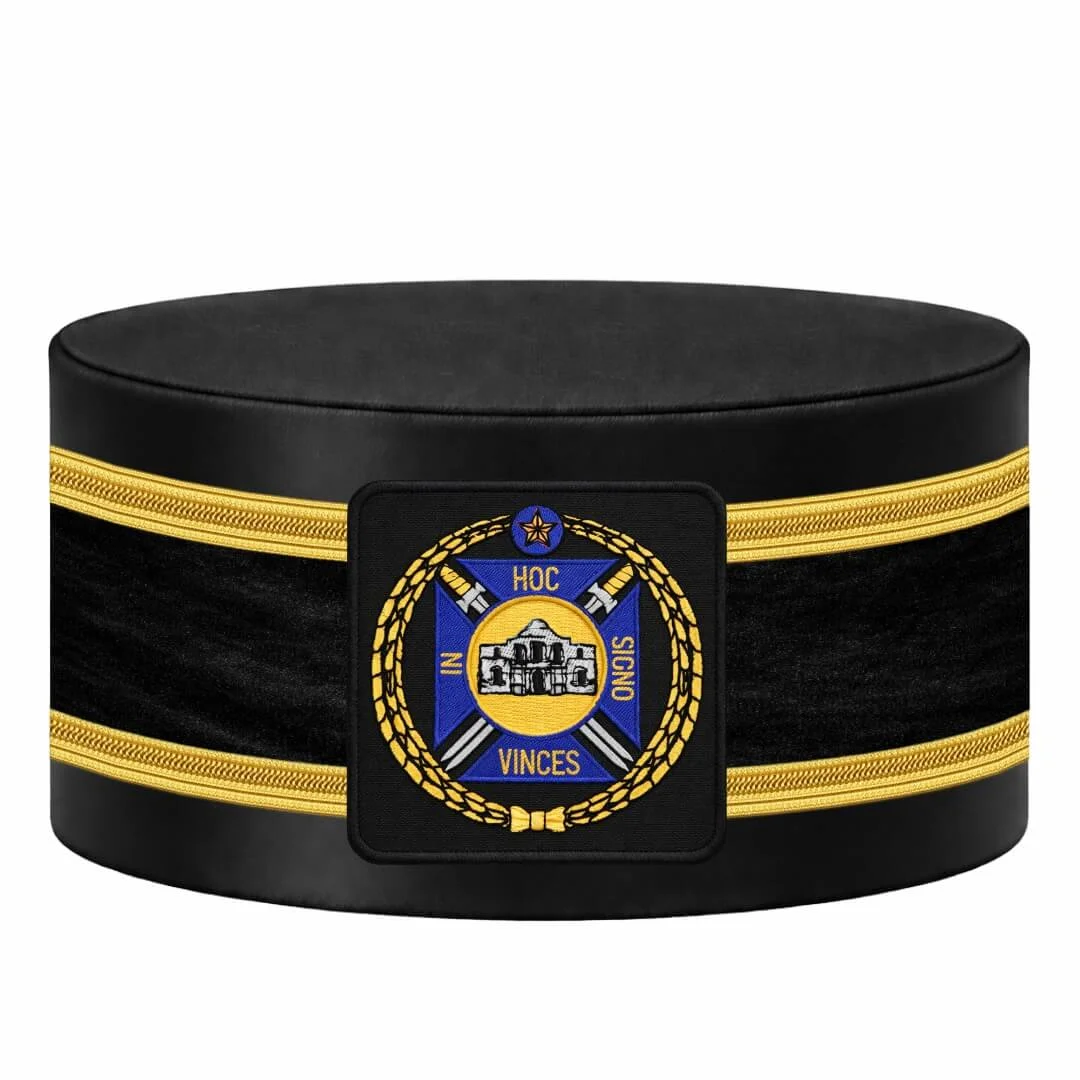 Knights Templar Commandery Crown Cap - Purple & Gold Emblem + Braids
