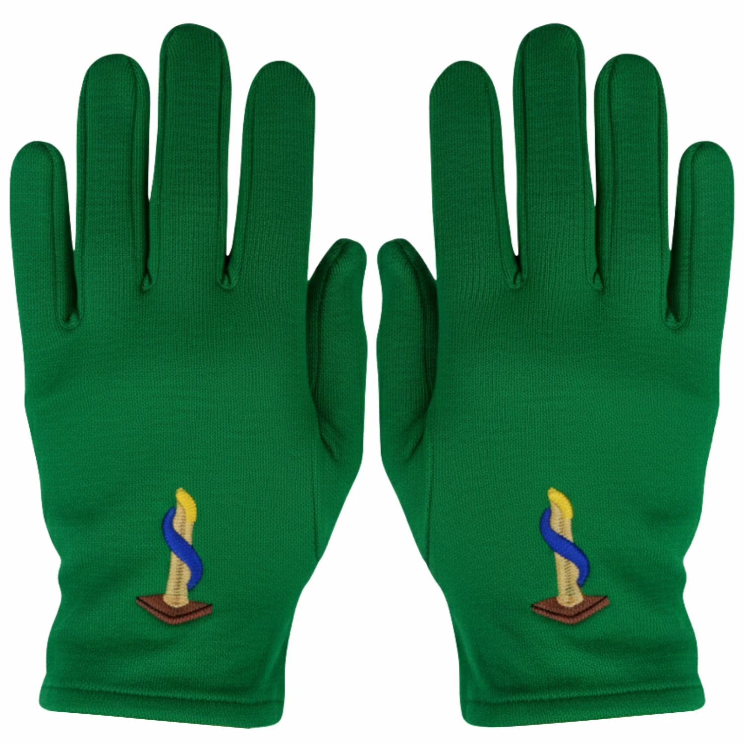 Masonic OES Cotton Gloves with Martha Emblem in Green Color