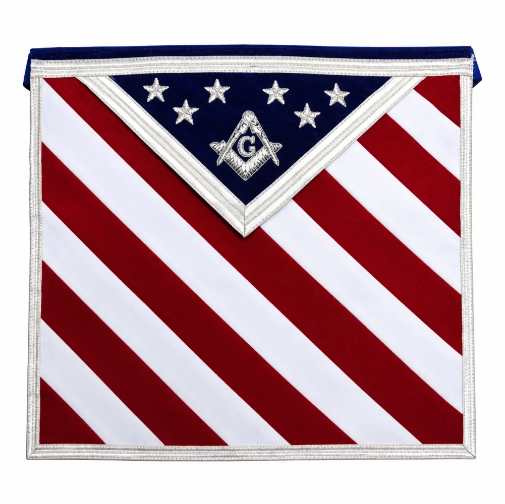 Master Mason Blue Lodge Apron - White, Red & Blue USA Flag