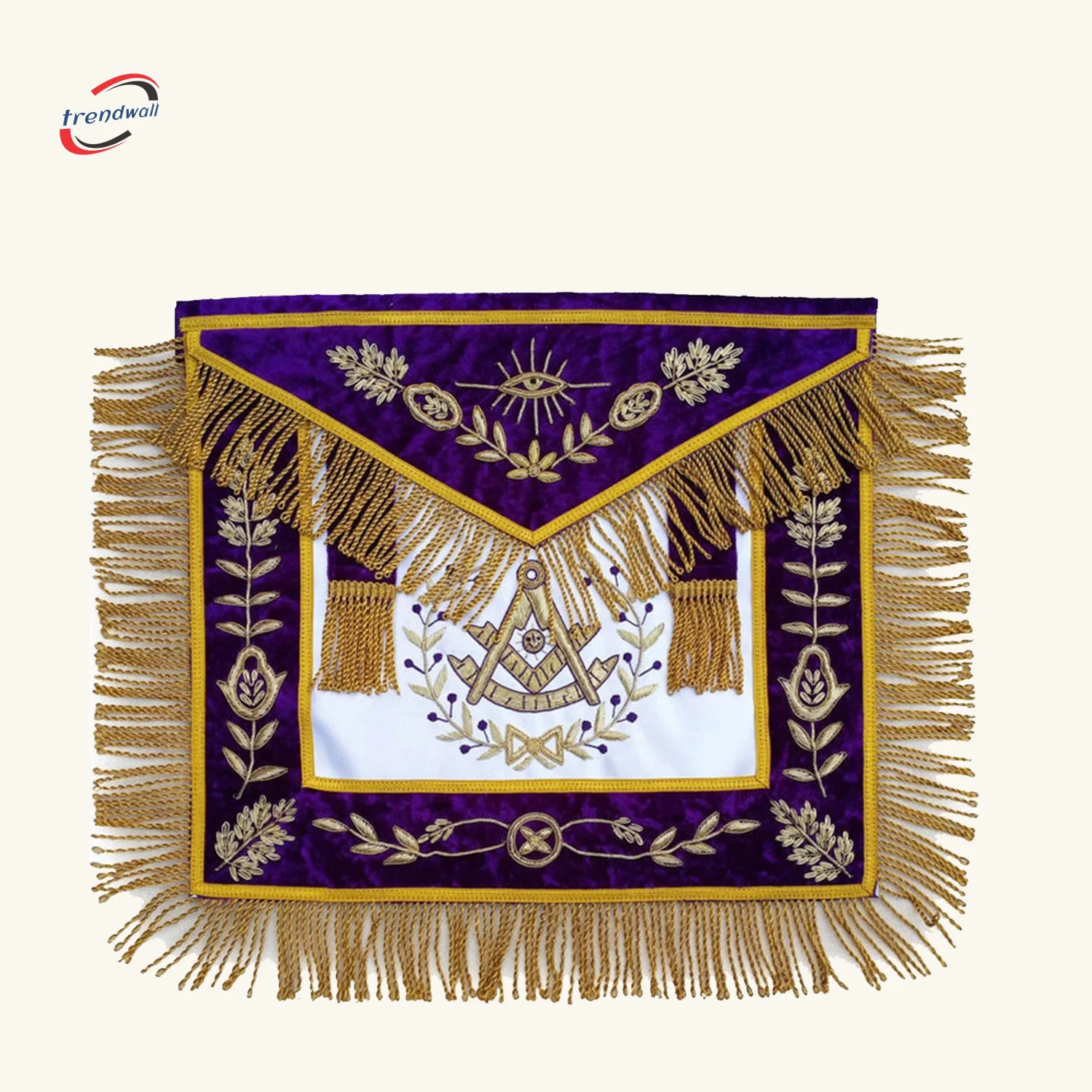 Past Master Blue Lodge Apron - Purple Velvet Hand Embroidery
