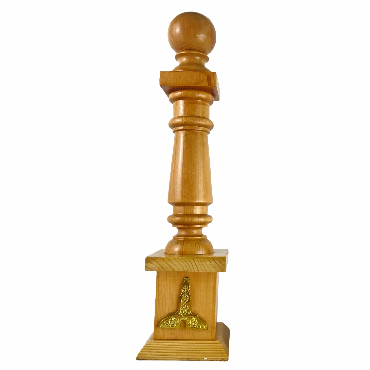 Masonic Columns with Senior & Junior Warden Emblem Natural Pinewood
