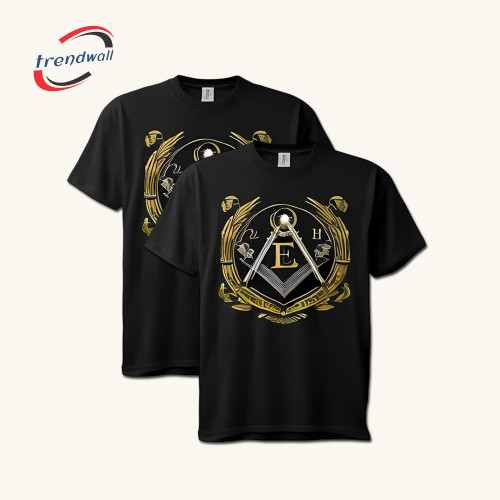 Masonic T-Shirt – Gold ‘E’ Letters & Masonic Symbol Design 