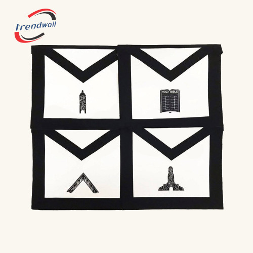 Officers Blue Lodge Funeral Apron - Moire Ribbon Machine Embroidery