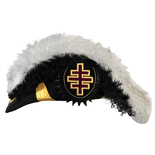 Past Grand Master Knights Templar Commandery Chapeau Black Underlayer Plumes