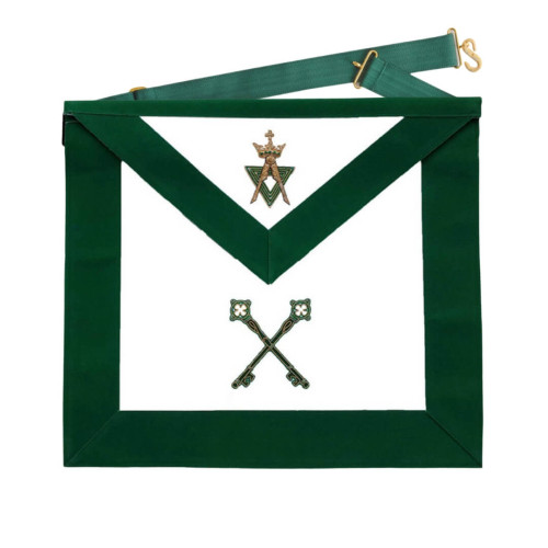 Treasurer Allied Masonic Degrees Apron Green Velvet in premium Quality