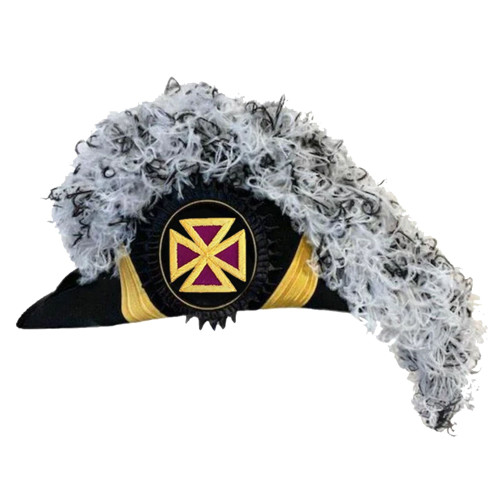 Past Grand Commander Knights Templar Commandery Chapeau White & Black Blend Plumes