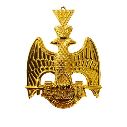 33th Degree Scottish Rite Collar Jewel - Wings Down Gold Plated