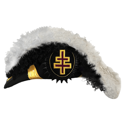 Grand Encampment Officer Knights Templar Commandery Chapeau Black Underlayer Plumes