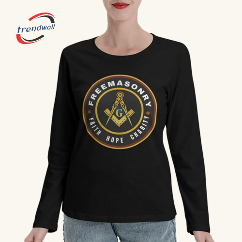 Masonic Women’s Long Sleeve T-Shirt – Faith Hope Charity Freemason Crew Design