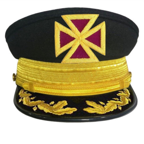 Past Grand Commander Knights Templar Commandery Fatigue Cap Black Wool