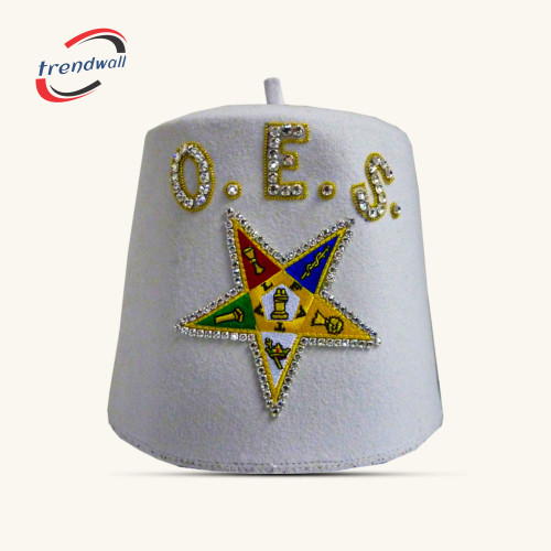 Sample OES Fez with Star Outlined in Rhinestones
