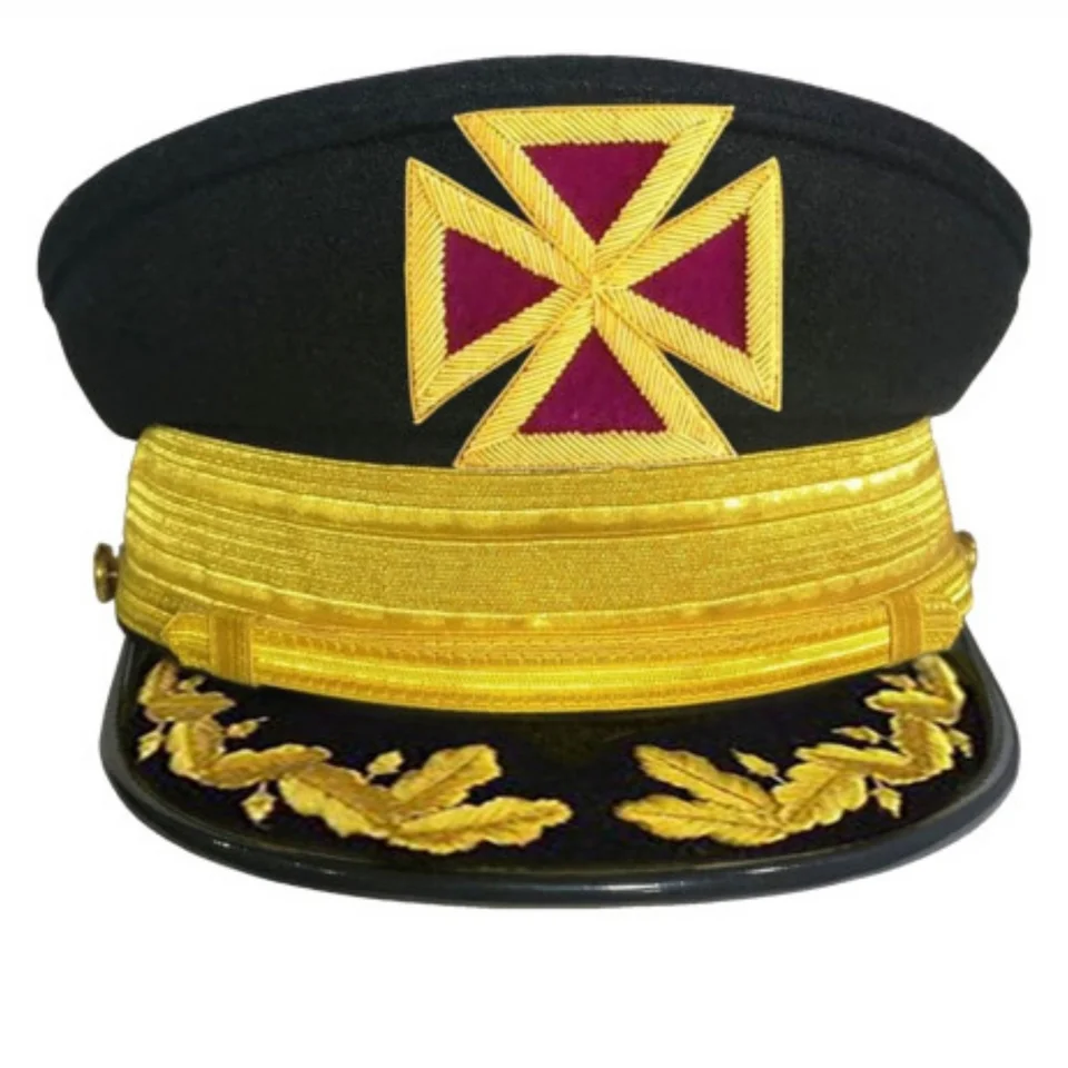 Past Grand Commander Knights Templar Commandery Fatigue Cap Black Wool
