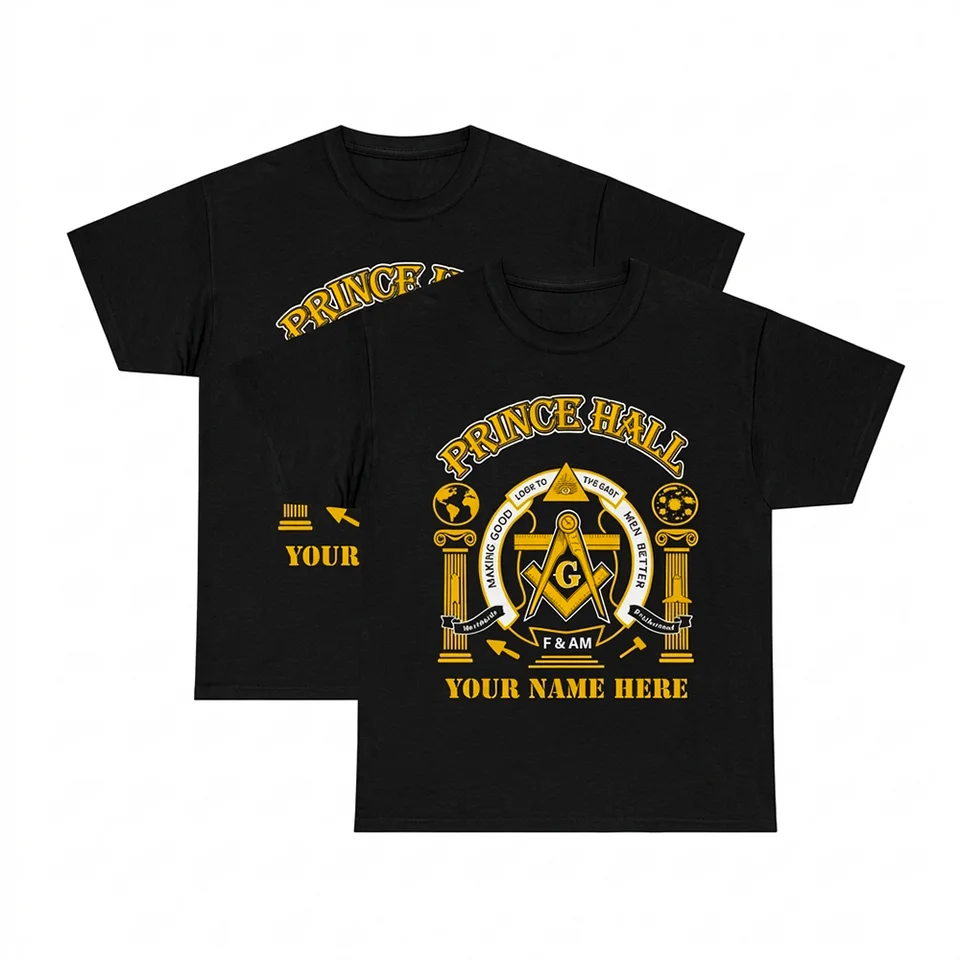 Masonic Greats Mason Unisex T-Shirt featuring a custom name design for Masonic members.