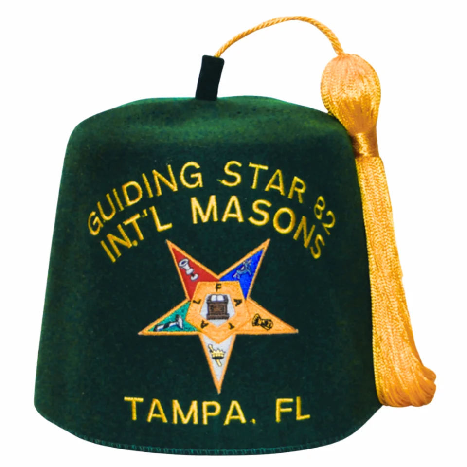 OES Green Fez Hat with Custom Lodge Name