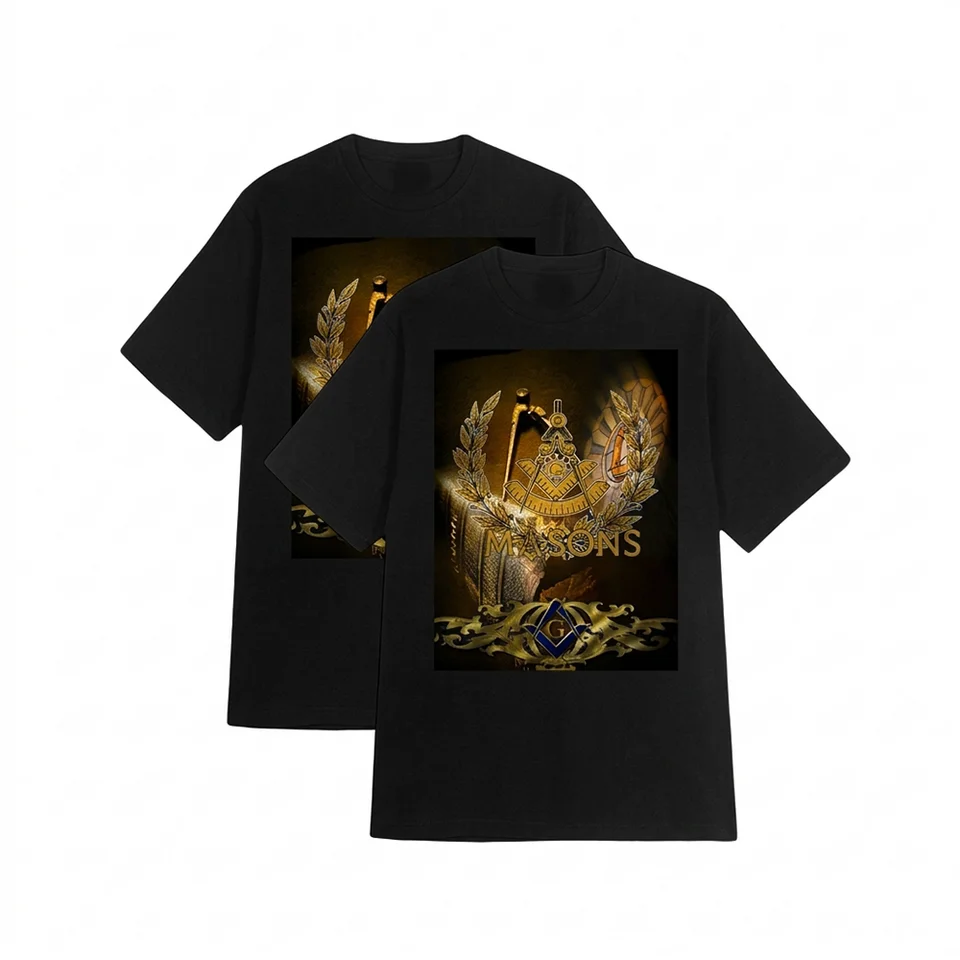 Masonic cotton T-shirt featuring a MASONS design for casual everyday wear with custom lodge or name printing.