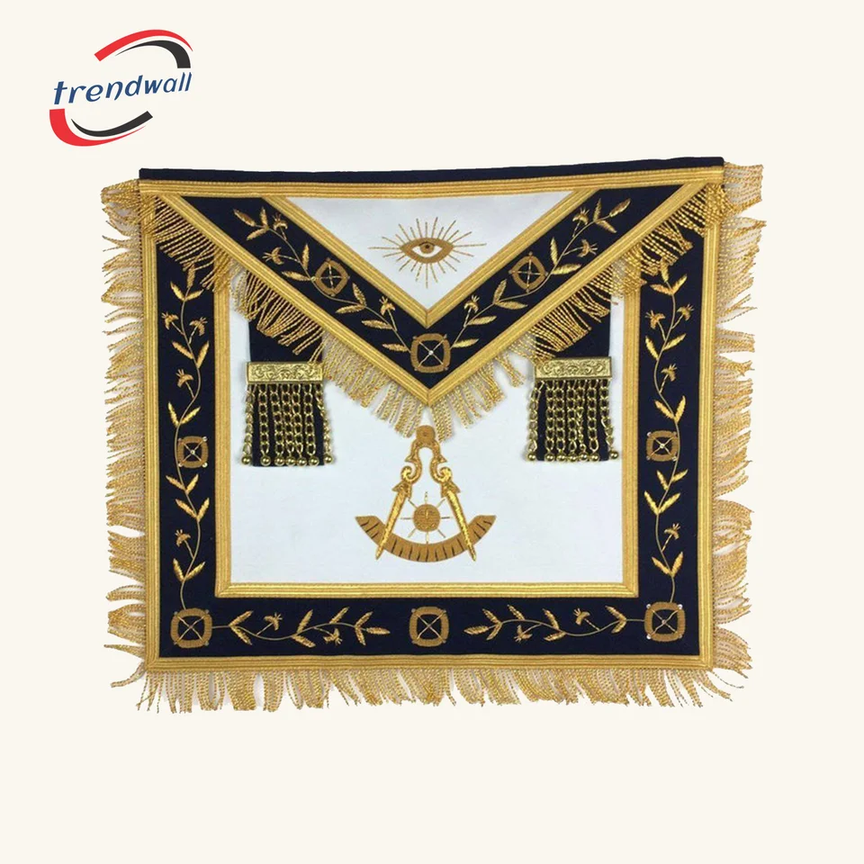 Past Master Blue Lodge Apron - Royal Navy with Gold Fringe