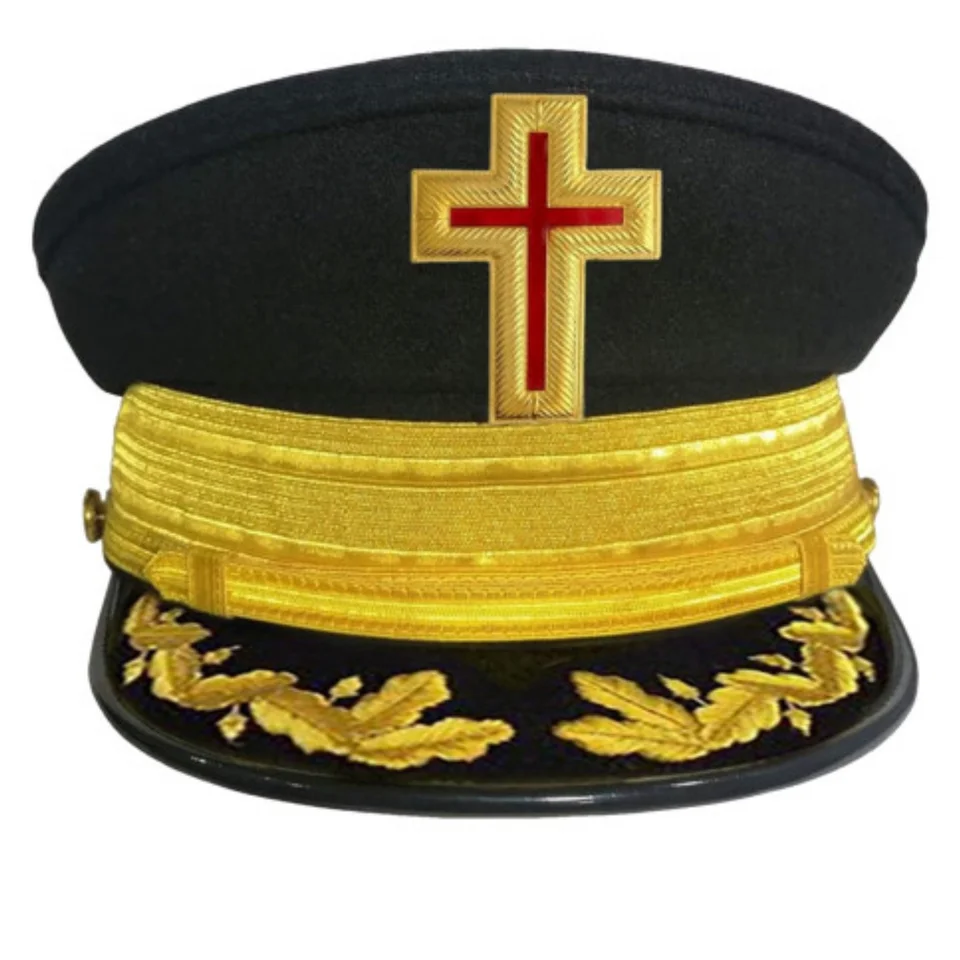 Past Commander Knights Templar Commandery Fatigue Cap, Red Cross with Rays