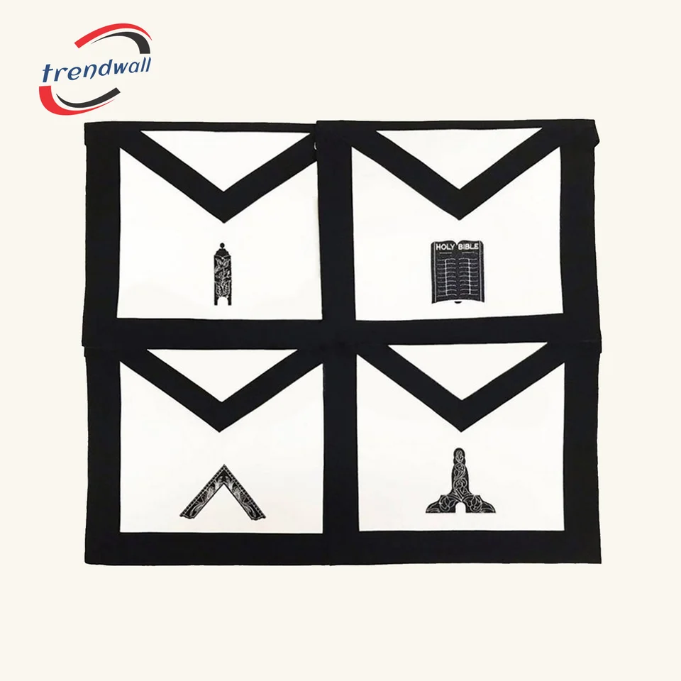Officers Blue Lodge Funeral Apron - Moire Ribbon Machine Embroidery