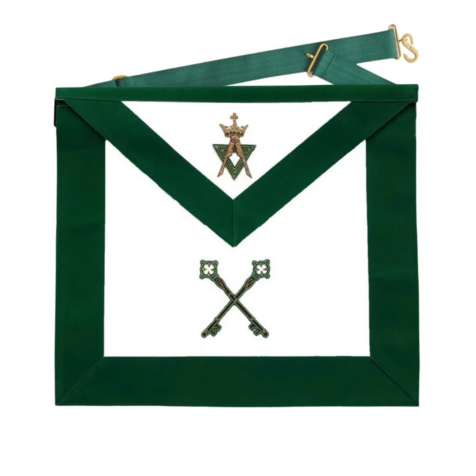 Treasurer Allied Masonic Degrees Apron Green Velvet in premium Quality