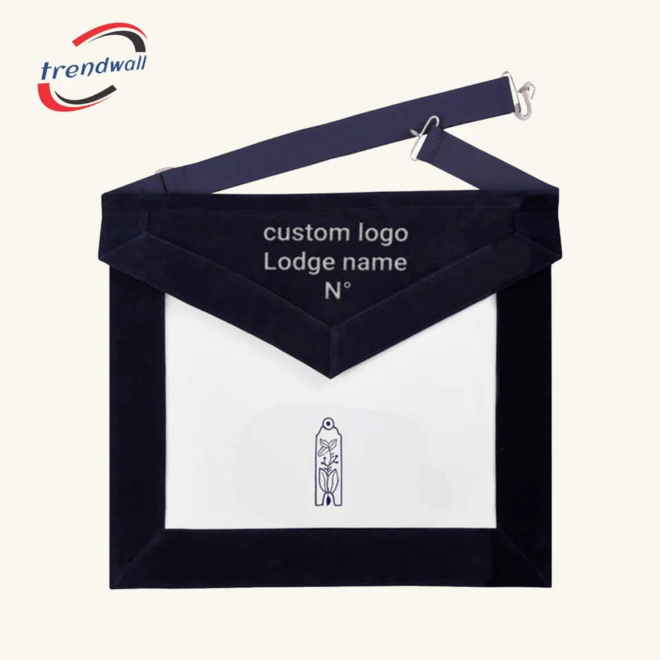 Junior Warden Blue Lodge Officer Apron - With Silver Embroidery Thread